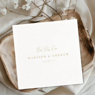 BEST DAY EVER! Modern Minimal White Wedding Napkin