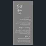 Best day ever, Modern Minimalist Dark Grey Wedding Programme<br><div class="desc">Our Best Day Ever,  Elegant Modern Minimalist,  Black script,  Wedding Ceremony Program card.
 It is designed with scroll accent that can be personalised with custom/ personalised text for your bridal party,  ceremony details,  memorial notes and thank you message. Dark Pastel Grey theme.</div>