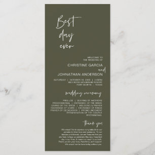 Best day ever, Modern Minimalist Olive Sage Green Programme