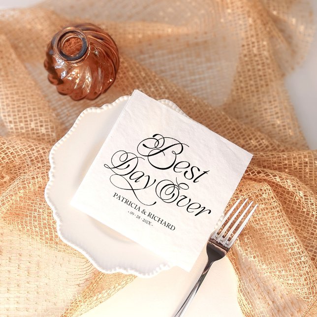 Best Day Ever Modern Minimalist Wedding Napkin (Creator Uploaded)