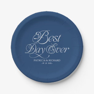 Best Day Ever Modern Minimalist Wedding Paper Plate