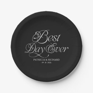 Best Day Ever Modern Minimalist Wedding Paper Plate