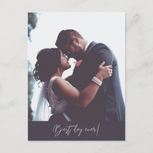 Best Day Ever Modern Photo Wedding Thank You Postcard