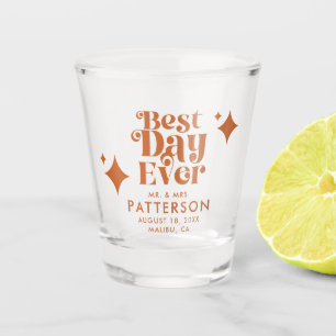 Best Day Ever Modern Retro Wedding Shot Glass