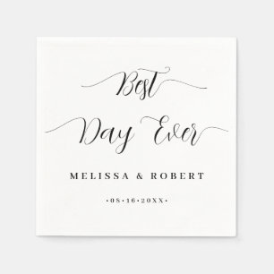 Best Day Ever Modern Stylish Wedding Napkin