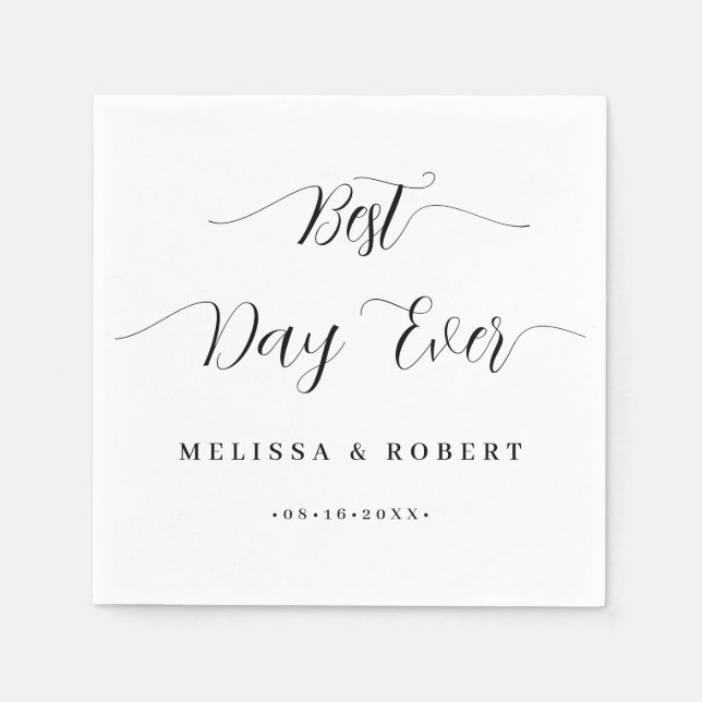 Best Day Ever Modern Stylish Wedding Napkin (Front)
