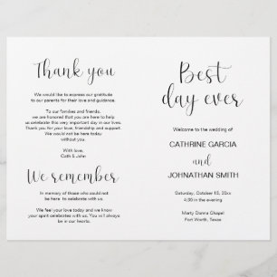 Best day ever, Modern Wedding Foldable Program