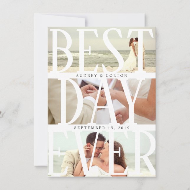 Best Day Ever Modern Wedding Thank You Announcement (Front)