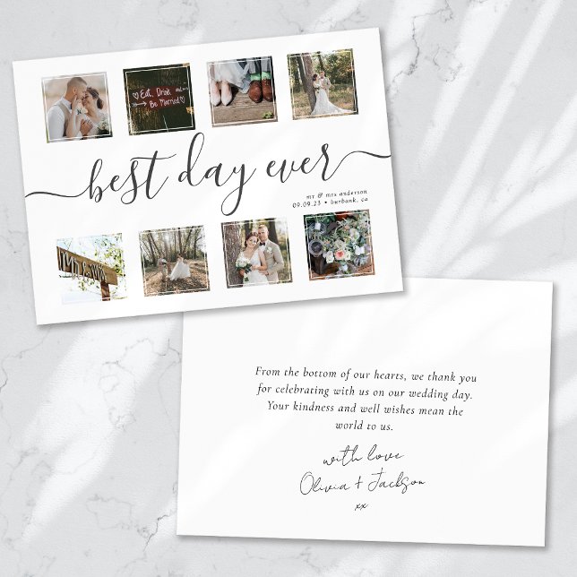 Best Day Ever Multi Photo Wedding Thank You Card (Creator Uploaded)