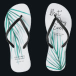 Best Day Ever Personalised Beach Wedding Jandals<br><div class="desc">Watercolor palm leaves,  modern handwritten script for the "best day ever" text,  these flip flops are fun and functional. Extend your appreciation by keeping their feet dressed and happy.</div>