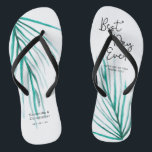 Best Day Ever Personalised Beach Wedding Jandals<br><div class="desc">Watercolor palm leaves,  modern handwritten script for the "best day ever" text,  these flip flops are fun and functional. Extend your appreciation by keeping their feet dressed and happy.</div>