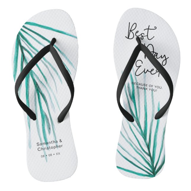Best Day Ever Personalised Beach Wedding Jandals (Footbed)