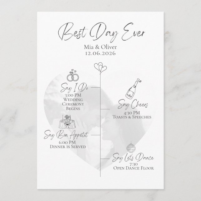 Best Day Ever Photo Wedding Program Programme (Front)