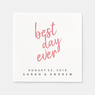 Best Day Ever Pink Wedding Napkin