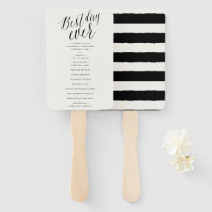 Best Day Ever Simple Script Chic Wedding Program Hand Fan