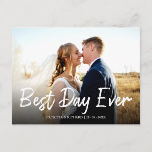 Best Day Ever Stylish Wedding Thank You Photo Postcard