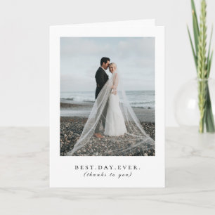 Best Day Ever Sunflower Wedding Photo Thank You Card