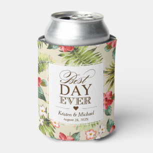 BEST DAY EVER - Tropical Leaves Floral Pineapple Can Cooler