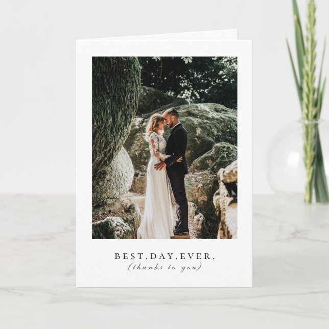 Best Day Ever Tropical Wedding Photo Thank You Card (Front)