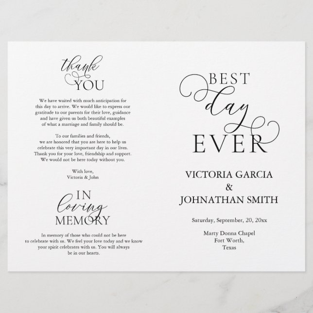 Best Day Ever, Wedding Ceremony Foldable (Front)