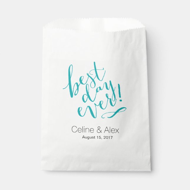 BEST DAY EVER Wedding Day | teal Favour Bags (Front)