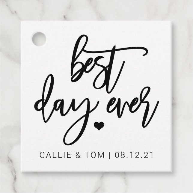 Best Day Ever Wedding Favour Tag (Front)