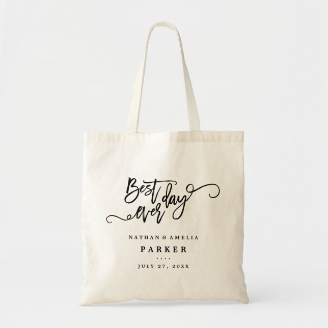 Best Day Ever Wedding Gift Tote Bag (Front)