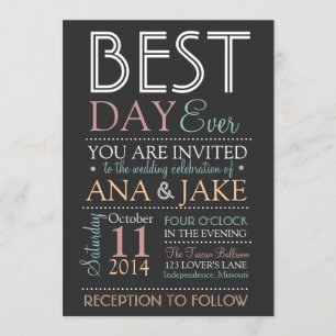 BEST DAY EVER Wedding Invitation- COLORFUL Edition Invitation