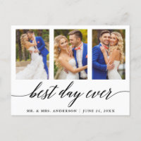 Best Day Ever Wedding Photo Calligraphy Thank You
