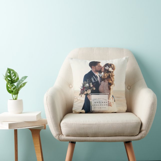 Best Day Ever Wedding Photo Newlywed Anniversary Cushion (Chair)