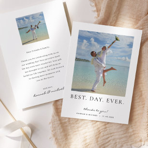 Best Day Ever Wedding Photo Thank You Card