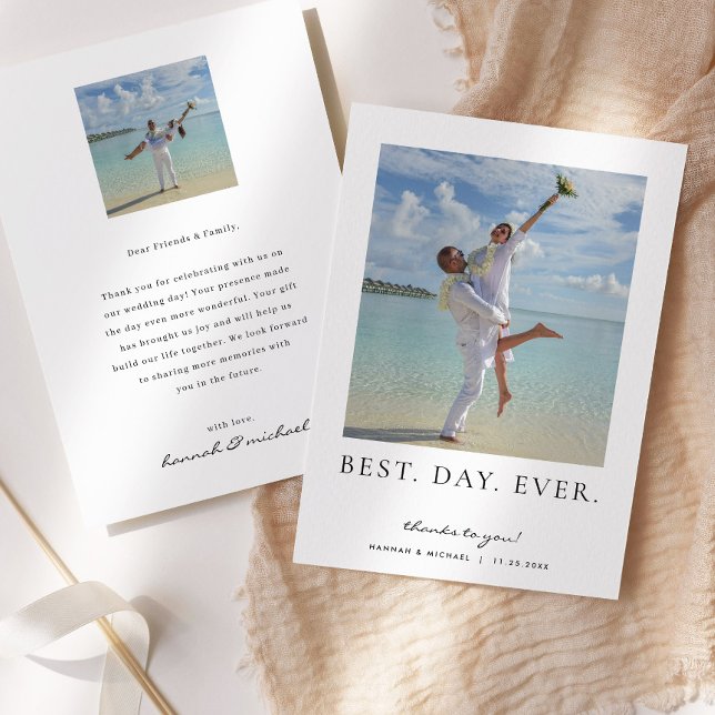 Best Day Ever Wedding Photo Thank You Card (Creator Uploaded)