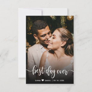 Best Day Ever Wedding Photo Thank You Card