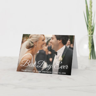Best Day Ever Wedding Photo Thank You Fold Card