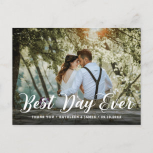 Best Day Ever Wedding Photo Thank You Postcard