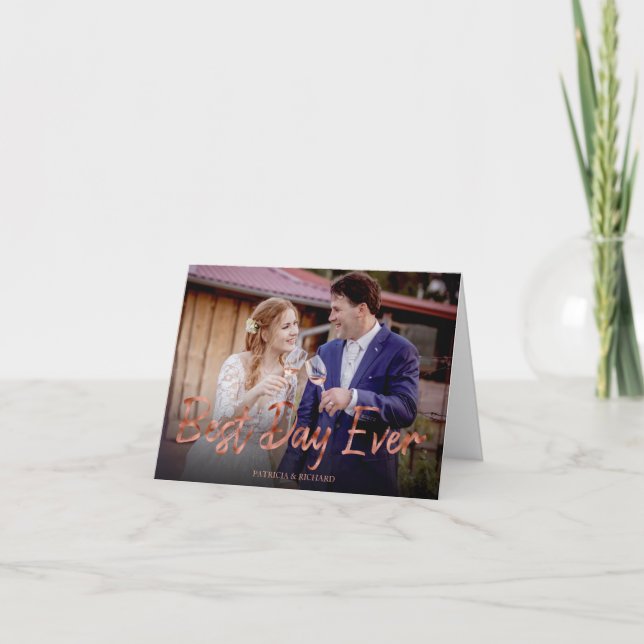 Best Day Ever Wedding Thank You Photo Card (Front)