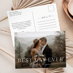 Best Day Ever Wedding Thank You Postcard