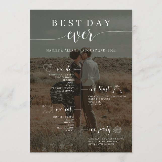 Best Day Ever Wedding Timeline Photo Program Programme (Front)