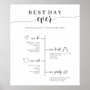 Best Day Ever Wedding Timeline Program Poster