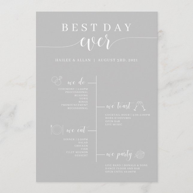 Best Day Ever Wedding Timeline Program Programme (Front)
