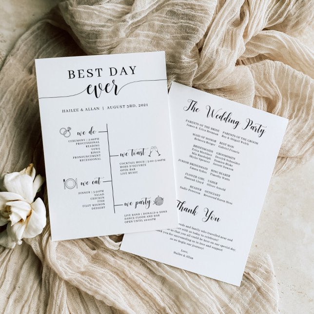 Best Day Ever Wedding Timeline Program Programme (Creator Uploaded)