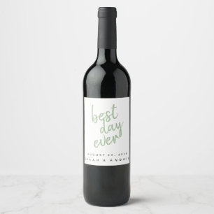 Best Day Sage Green Personalised Wine Label