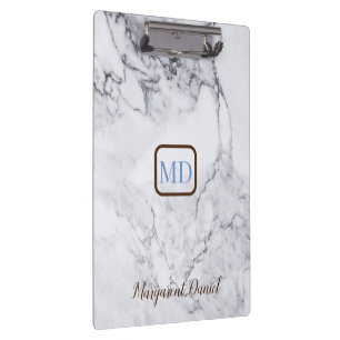 Best Design Customise Name White Marble Clipboard