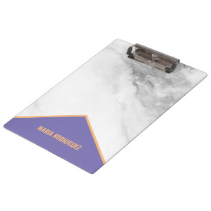 Best Design Customise Name White Marble Clipboard