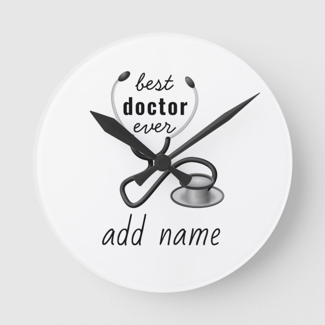 Best Doctor Ever Appreciation World’s Greatest Doc Round Clock (Front)