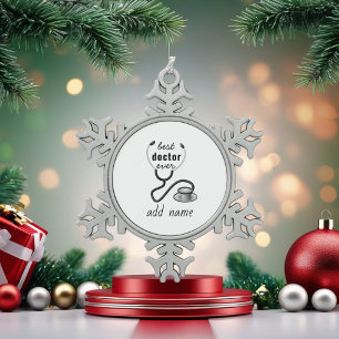 Best Doctor Ever Appreciation World’s Greatest Doc Snowflake Pewter Christmas Ornament