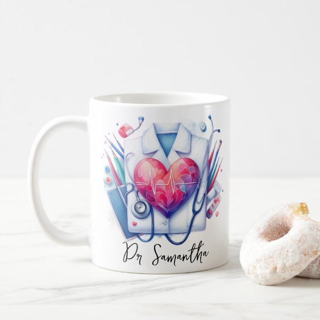 Best Doctor Ever doctor's coat  Coffee Mug (With Donut)