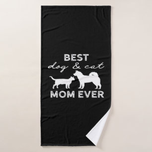 Best Dog And Cat Mum Gift Cute Crazy Cat Lady Dog Bath Towel