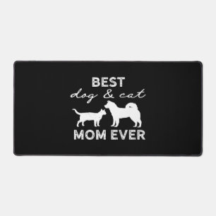 Best Dog And Cat Mum Gift Cute Crazy Cat Lady Dog Desk Mat