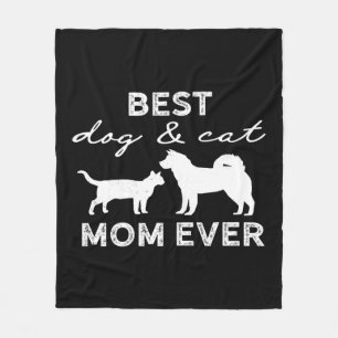 Best Dog And Cat Mum Gift Cute Crazy Cat Lady Dog Fleece Blanket